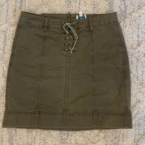 Khaki bodycon mini skirt lace up